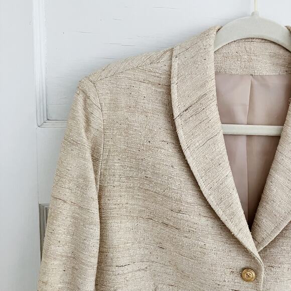 Vintage Devon Hall Cream Neutral Skirt Blazer Suit Set - Picture 7 of 16